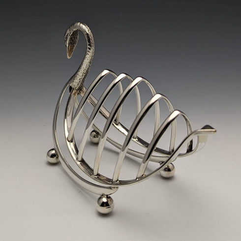 British Vintage Silver Plated Swan Toast Rack